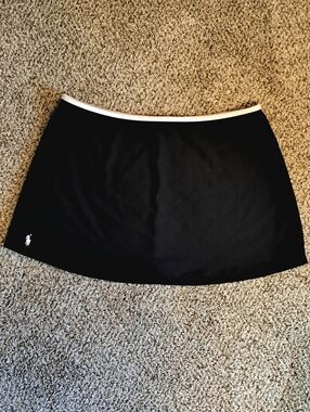 Vintage 90s Y2K Ralph Lauren Sport White Trim Black Golf Tennis Skirt Size Small